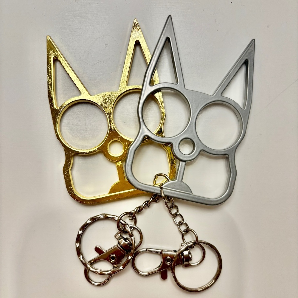 Cat ears keychain~ Cat Knuckles~ self defense keychain~gold & silver - pack of 2